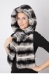 Rex chinchilla fur hood-scarf